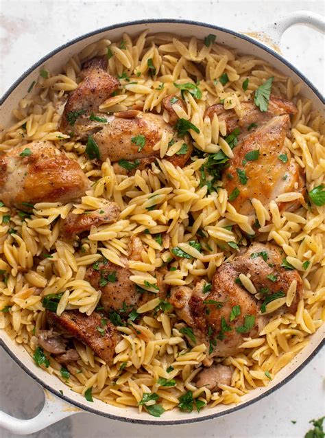 One Pot Garlic Butter Chicken and Orzo Recipe
