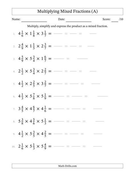 Image result for Multiply Mixed Fractions Worksheet