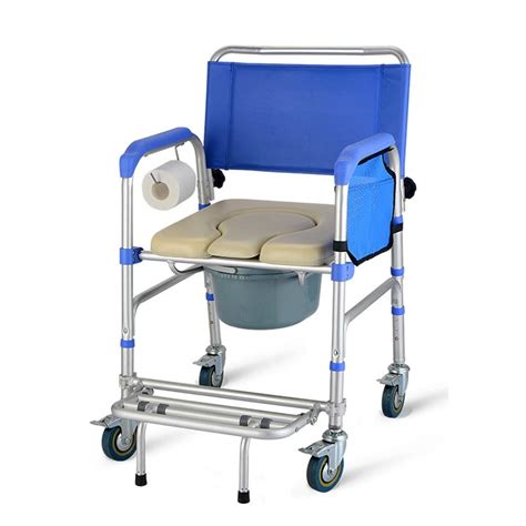 Buy Wheeled Commode Chair, Foldable Portable bath Chair with Wheels ...
