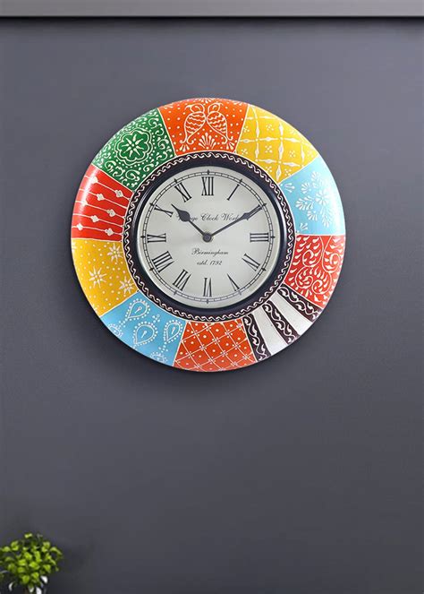 Get Traditional Hand Painted Colorful Wall Clock at ₹ 2799 | LBB Shop