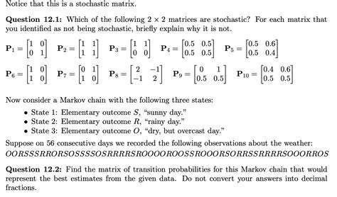 Image result for Stochastic Matrix