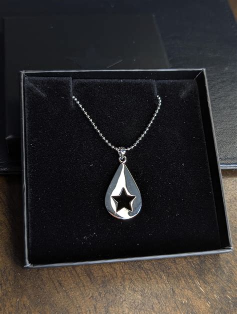 Silver 925 Teardrop and Star Pendant Necklace Ball Chain Cute Petite ...
