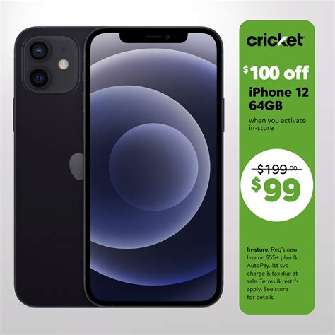 Cricket Wireless Apple iPhone 12, 64GB, Black - Prepaid Smartphone ...
