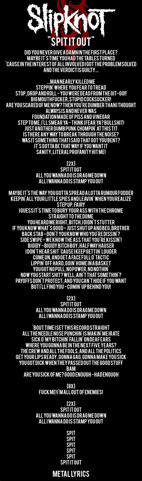 Slipknot - Spit it out FOLLOW Metal Lyrics for More LYRICS ...