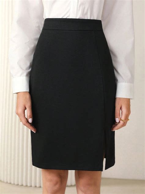 Shein BIZwear Zipper Back Split Hem Skirt • Pris
