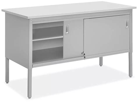 Mailroom Table with Sliding Doors - 60 x 30 x 29-36" H-8355 - Uline