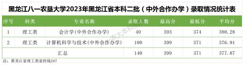 2023年黑龙江省本科二批（中外合作办学）分专业录取分数线