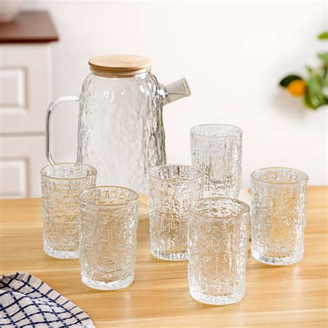 Abstract Textured Jug And Glass Set Of 7 Online - Premium Jug Set ...