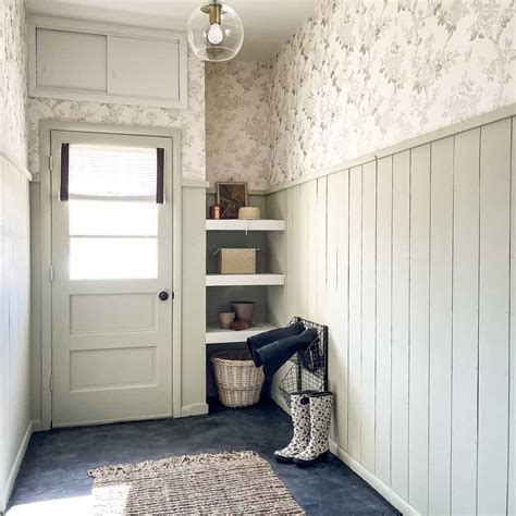 Gray Shiplap Half Wall With Floral Wallpaper - Soul & Lane