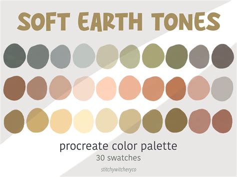 Soft Earth Tones Color Palette, Procreate iPad Swatches - Etsy UK ...