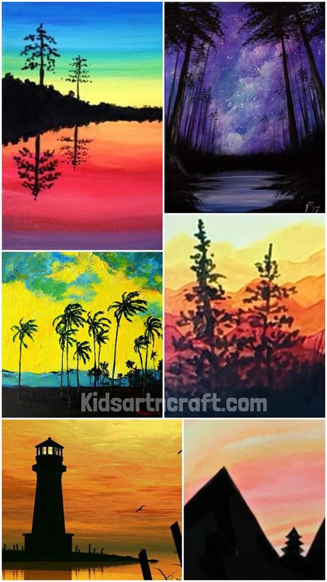 Silhouette Landscape Paintings - Kids Art & Craft