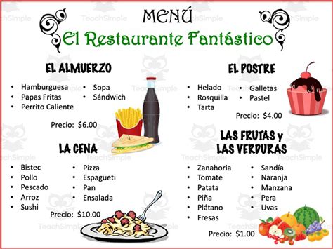 Image result for Spanish Menu Project Examples