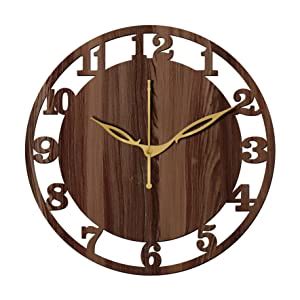 Buy Freny Exim 10" Inch Wooden Analog Wall Clock (Wenge, Small Size ...