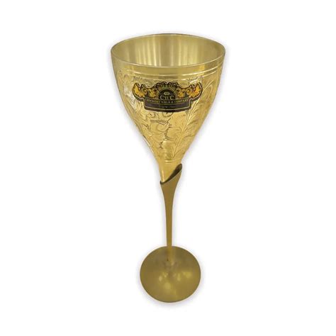 Pure Brass Embossed Goblet Champagne Wine Glass for Parties Drinks ...