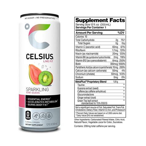 CELSIUS Sparkling Kiwi Guava- 12fl oz - Amplified Meal Prep
