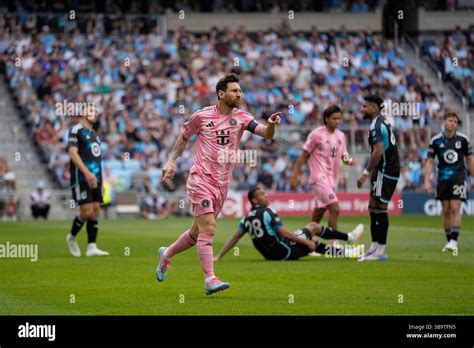 Inter Miami forward Lionel Messi (10) celebrates after scoring a goal ...