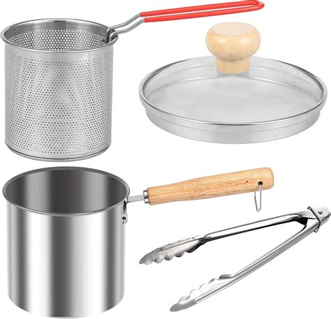 Amazon.com: Deep Fryer Pot with Strainer Basket, 5.12 * 4.92in ...