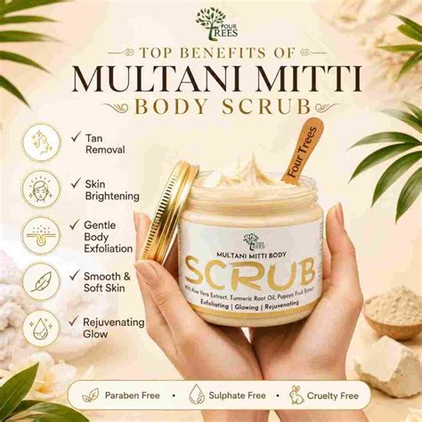 Multani Mitti Body Scrub - Four Trees - Face | Hair | Body - Grooming ...
