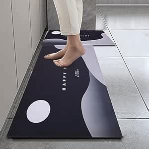 HomeCloud Rubber Kitchen Mats for Floor Set of 2 Pcs | Non-Skid, Soft ...