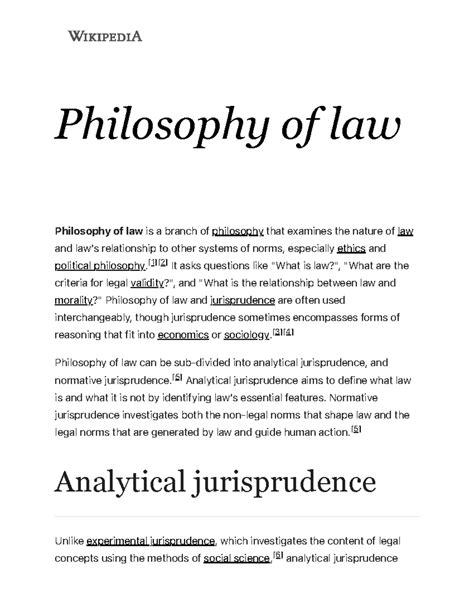 Philosophy of law - Wikipedia - Philosophy of law Philosophy of law is ...