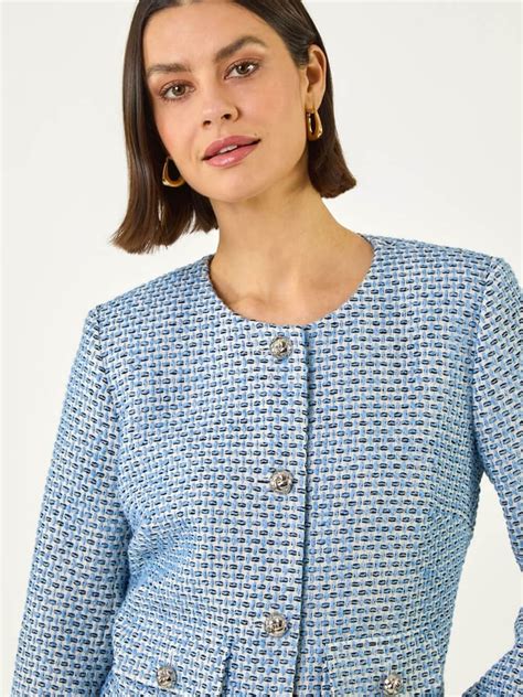 Buy Roman Blue Single Breasted Boucle Jacket from Next India