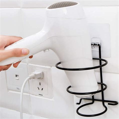 XENOTY Self Adhesive Hair Dryer Holder Bathroom Wall Storage Shelf ...