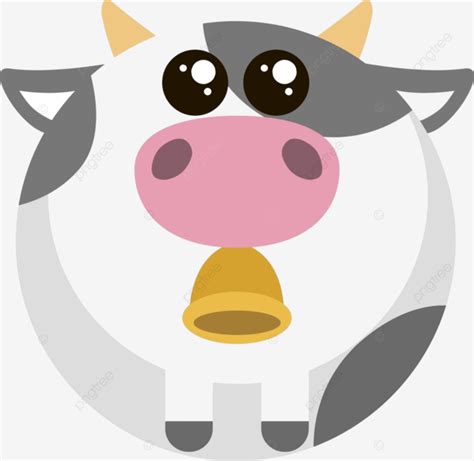 Illustration Of A Chubby Cow With A Bell Depicted In Vector Art Set ...