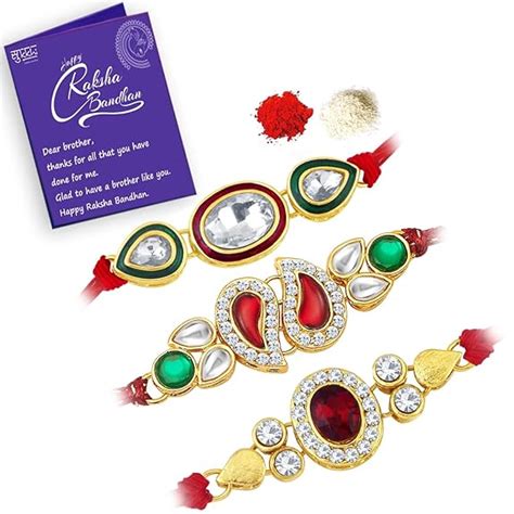 Sukkhi Rakhi Iconic Kundan Rakhi Combo & Designer Gold Plated Premium ...