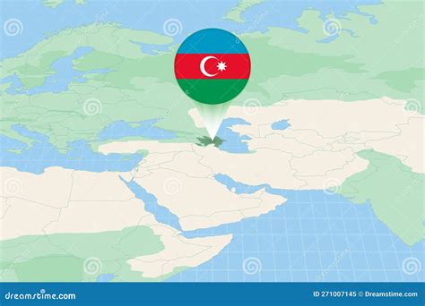 Map Illustration of Azerbaijan with the Flag. Cartographic Illustration of Azerbaijan and ...