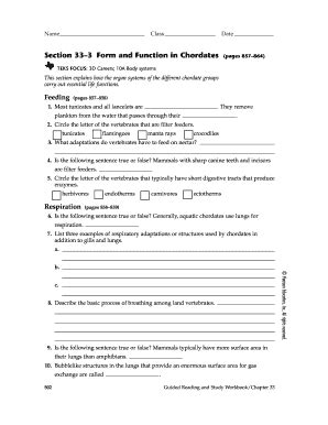 Section 33 3 Form And Function In Chordates - Fill and Sign Printable ...