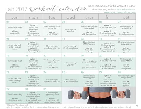 Blank Workout Calendar