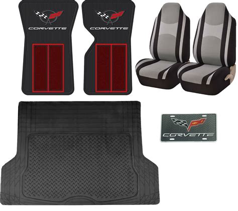 Corvette C3 68-82 Red Front Floor mats & Rubber Black Cargo Universal ...