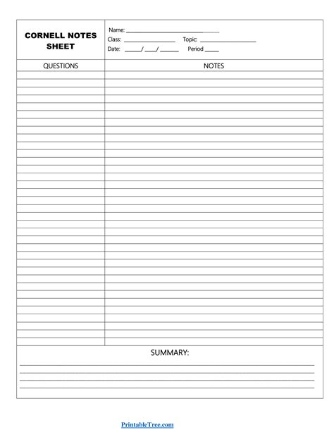 Cornell Notes Template Word Download