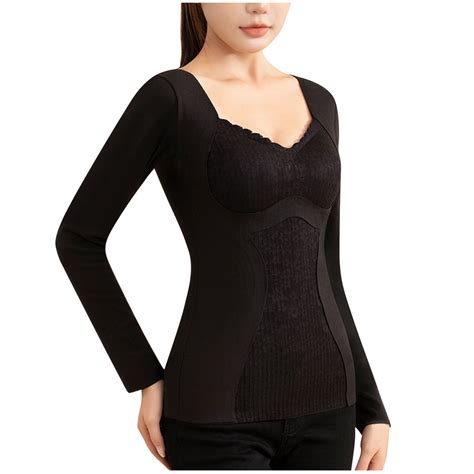 gakvbuo Thermal Underwear Tops for Women Long Sleeves Undershirt Cotton ...