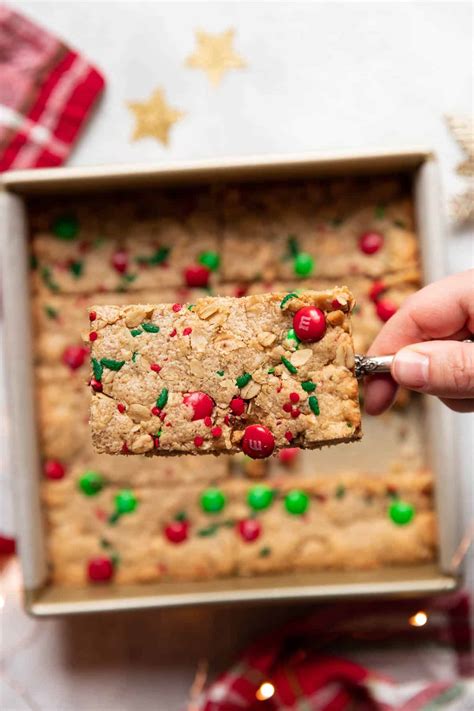 Christmas Peanut Butter Cookie Bars - Modern Crumb