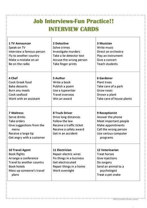 Interview Vocab Worksheet 的图像结果
