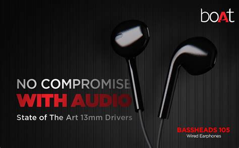 Boat Bassheads 105 Wired in Ear Earphones with Mic (Black) : Amazon.in ...