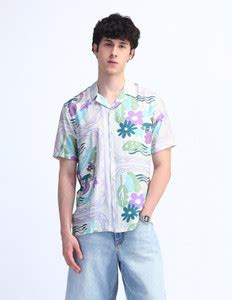 FLYING MACHINE Men Floral Print Casual White Shirt - Buy FLYING MACHINE ...