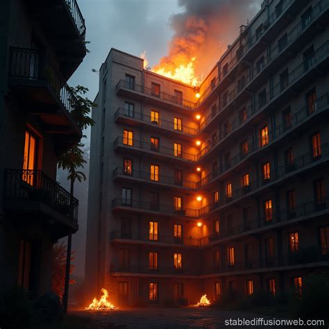 Multi-storey Building Fire from Below | Stable Diffusion Online
