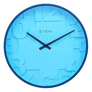 Buy Titan Plastic Contemporary Blue Analog Wall Clock with Overlayed ...