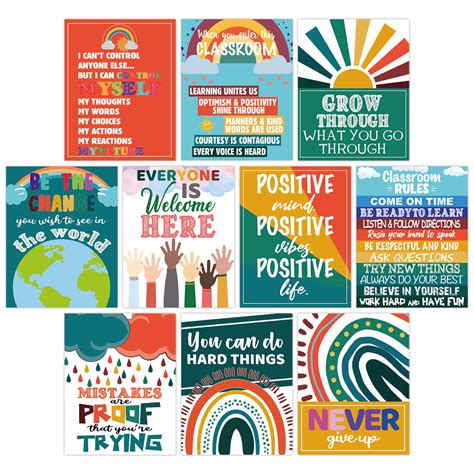 Buy 10 Classroom Decorations, Motivational Posters for Classroom, Inspirational and Educational ...