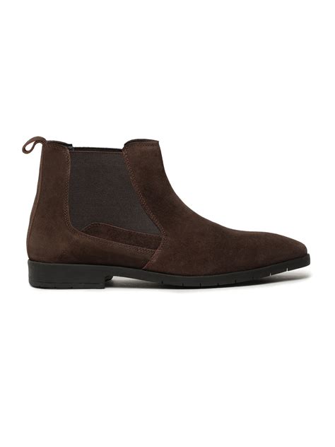 Men's Dark Brown Suede Leather Mid-Top Chelsea Boots – Teakwood Leathers