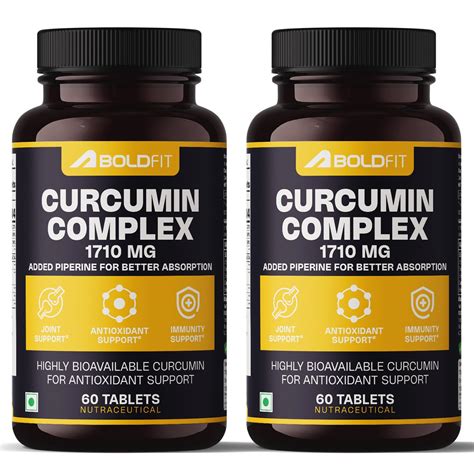 Boldfit C3 Complex Curcumin Tablets 1710mg with 95% Piperine Turmeric ...