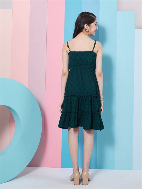 Shop Green Dobby Dress for Girls Online