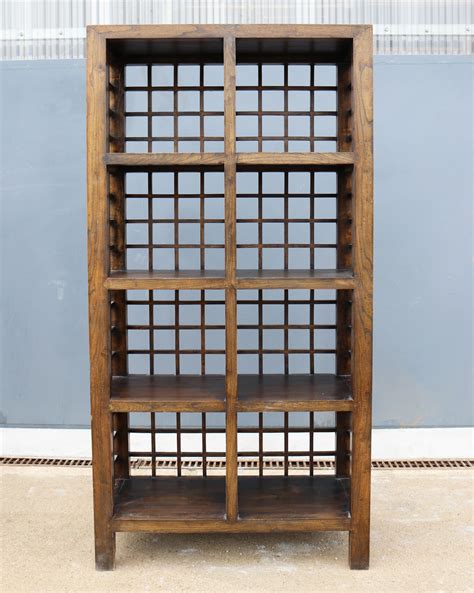 Elegant Spanish 4-Shelf Elm Grid Bookcase For Sale at 1stDibs ...