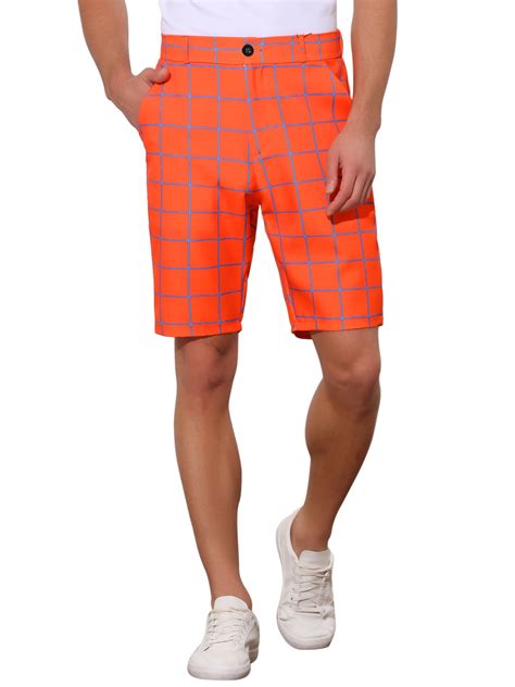 INSPIRE CHIC Men's Shorts Plaid Golf Color Block Flat Front Formal ...