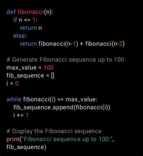 Write a python program to generate fibonacci sequence upto 100 using ...