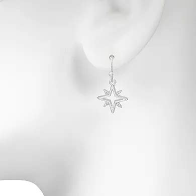 Emberly Silver Tone Crystal Starburst Drop Earrings