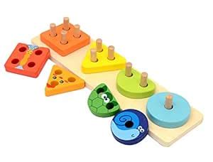 Buy Shoro Wooden Intellectual Geometric Shape Matching Four Column ...