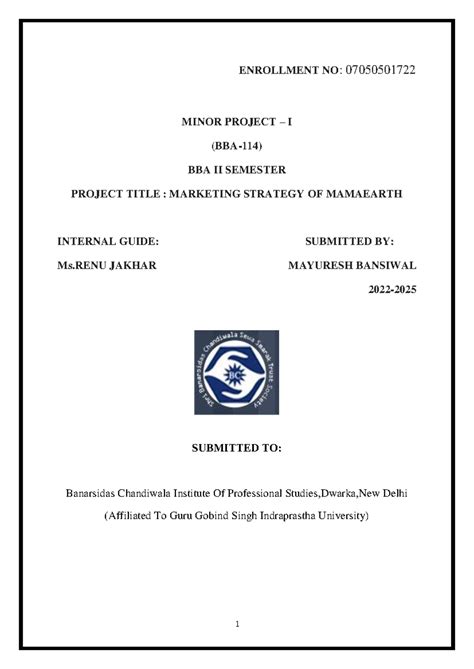 Minor Project mayuresh - ENROLLMENT NO: 07050501722 MINOR PROJECT – I ...